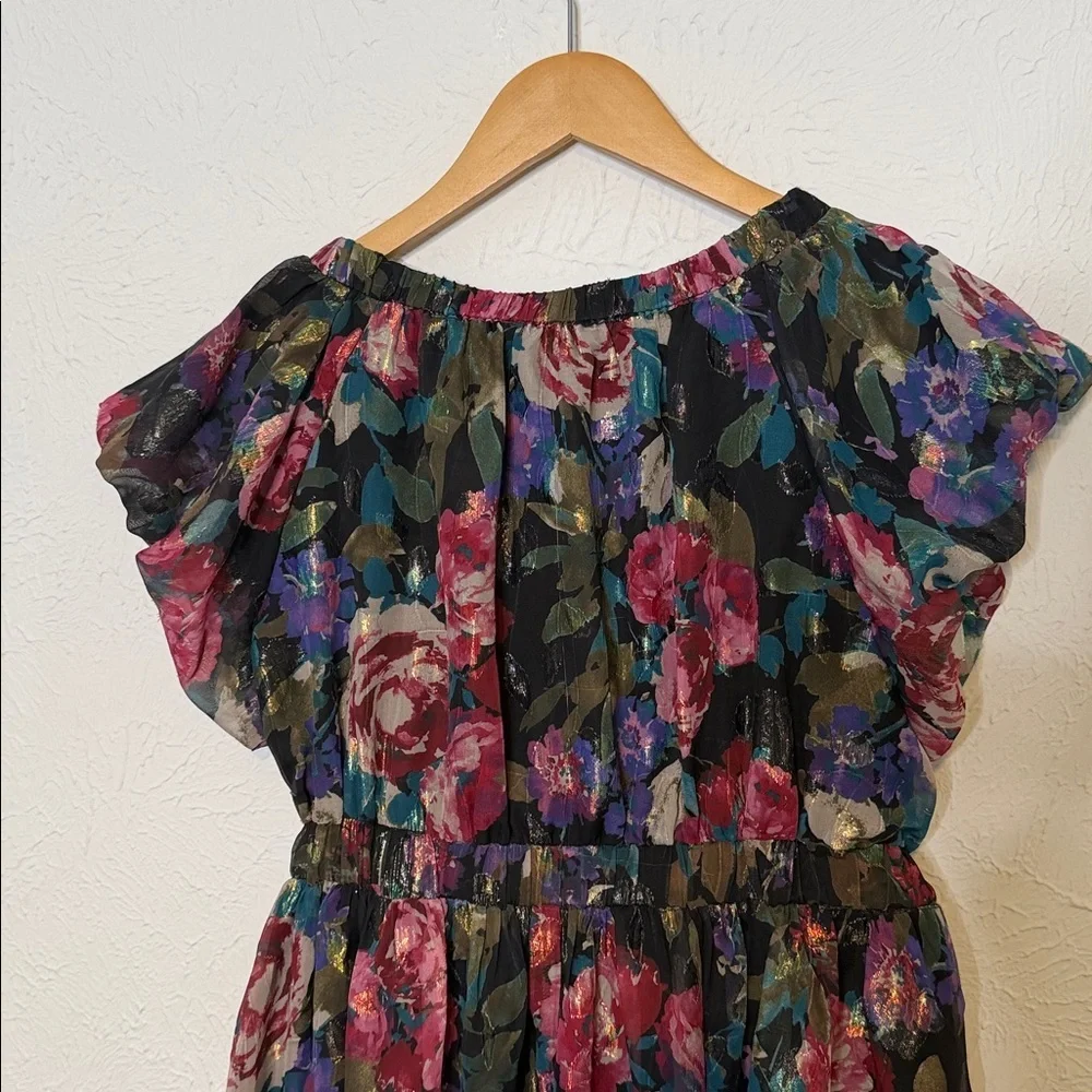 Meet Me in Santorini “Midnight Garden” Flutter Sleeve Mini Dress – NWT – Size M - Picture 9 of 9